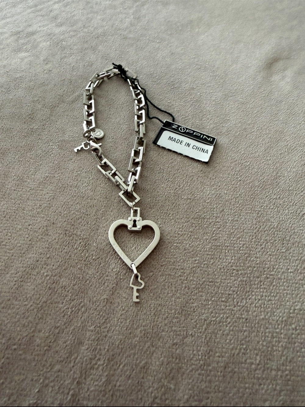 Zoppini Silver Heart & Key Bracelet - Silver